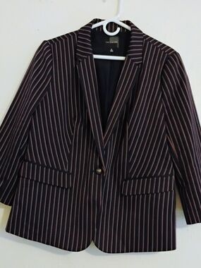 The Limited Black Or Dark Navy Blazer with Red Pinstripes